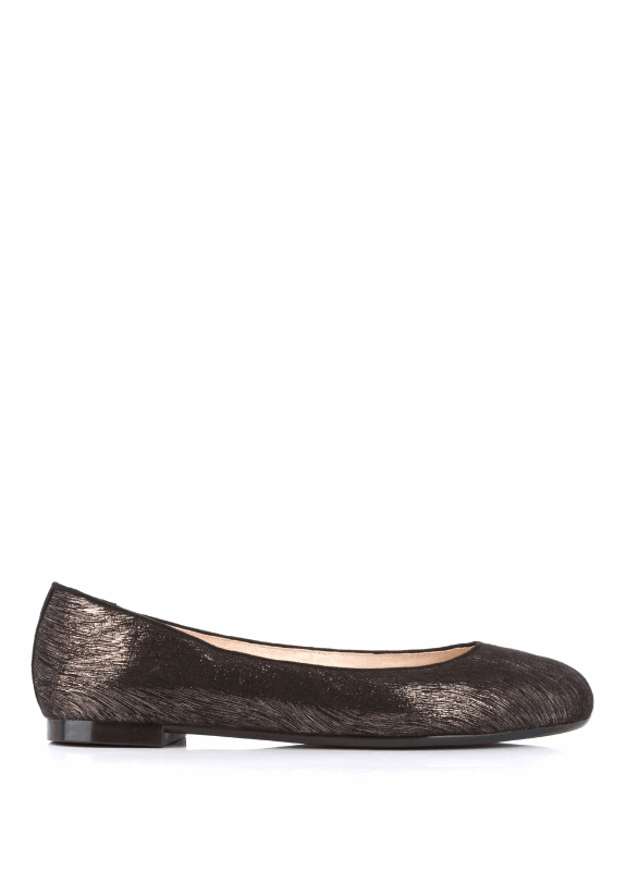 ballerineà talon plat de 2 cm en lurex brillant noir.