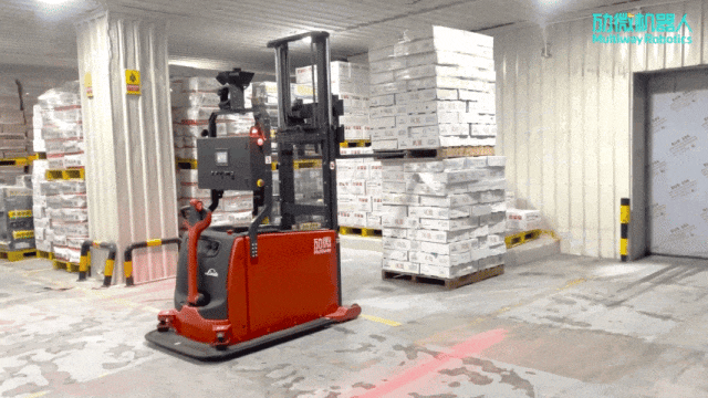 北京网安在线冷库无人叉车货堆货动图