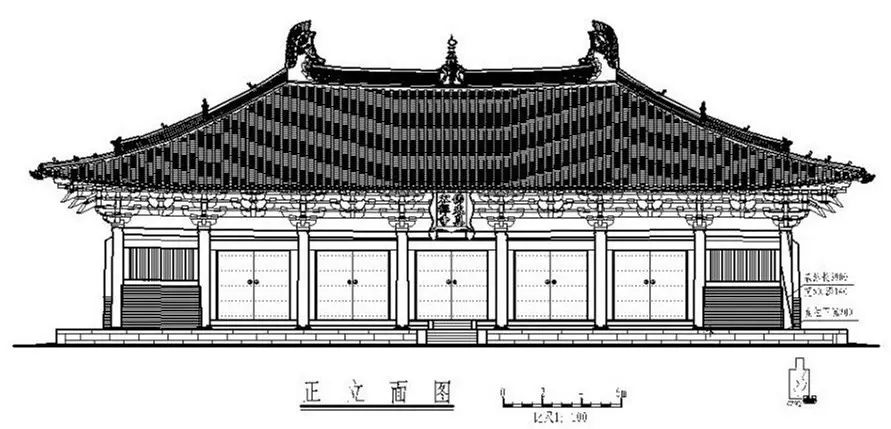 图二,佛光寺东大殿正立面图(图片来源于材栔双全)