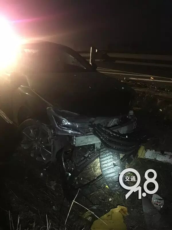 轎車上高速沖入綠化帶 一車人不報警躲進草叢