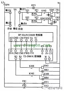 变频器恒压供水电路图和接线图