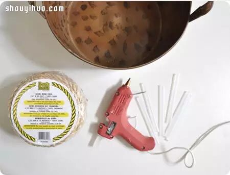 麻绳+废旧塑料篮