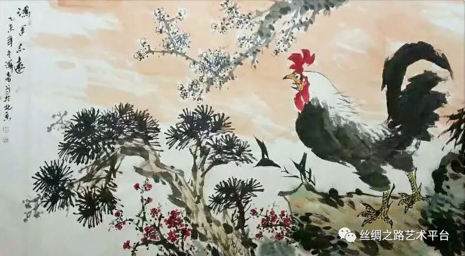 丝绸之路-当代中国画鸡名家王泽喜【大同装饰画价格联盟】