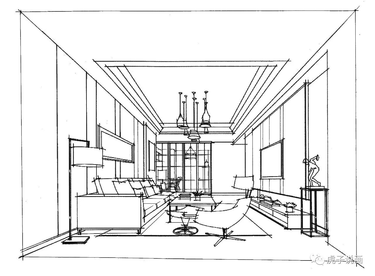 室内客厅马克笔表现步骤图讲解