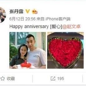 赵文卓结婚13周年,妻子张丹露晒出亲密照,手捧蛋糕皮肤白皙