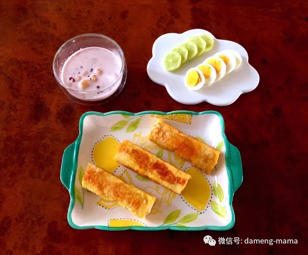 【三岁宝宝营养早餐】红薯吐司卷,奶香红豆小圆子