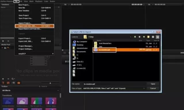 麦克老卢的 Avid 剪辑教程 — 与第三方软件交互：Avid 到 Resolve