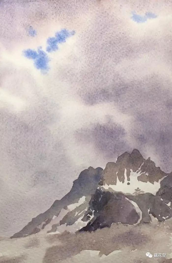 "玉龙雪山"水彩画绘制过程