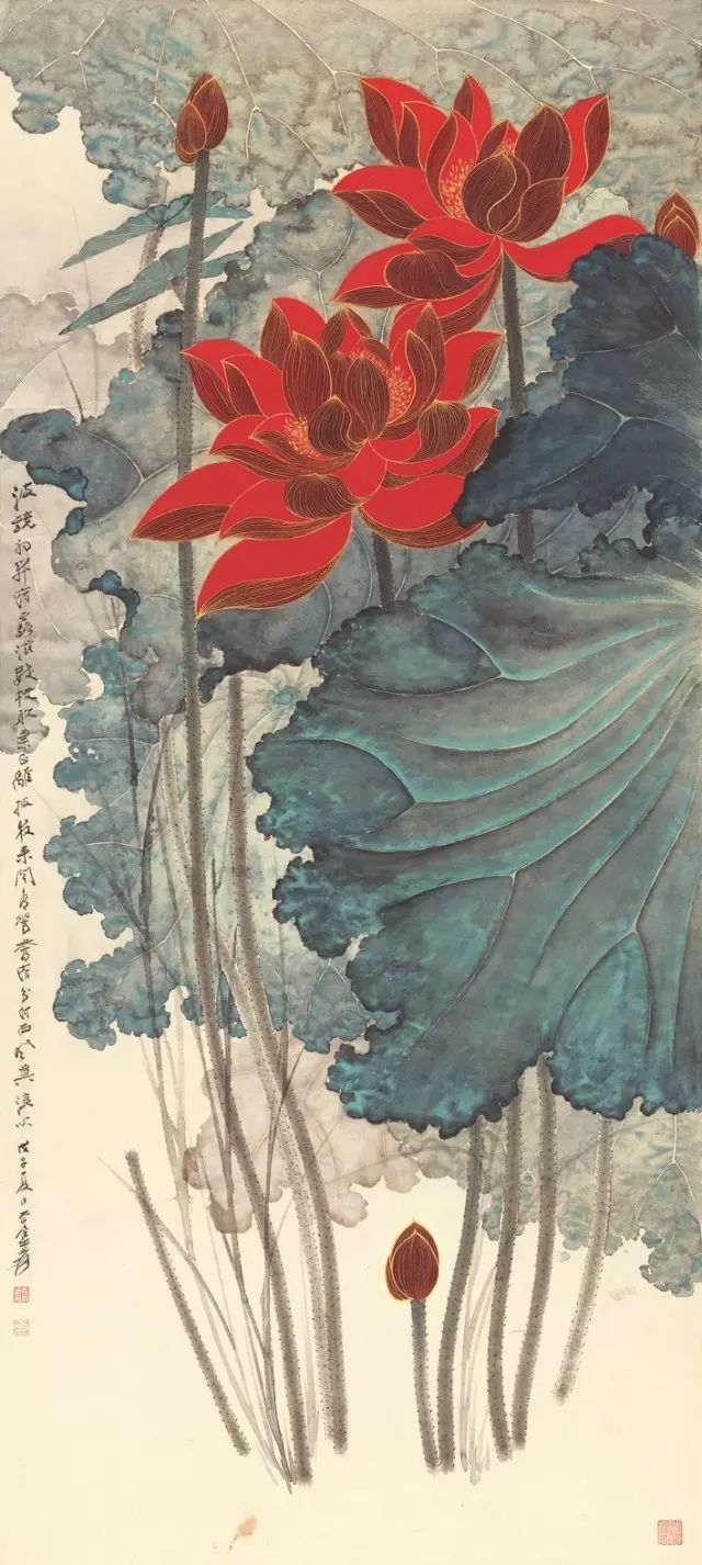 《金线荷花》 复刻版画  50cmx100cm
