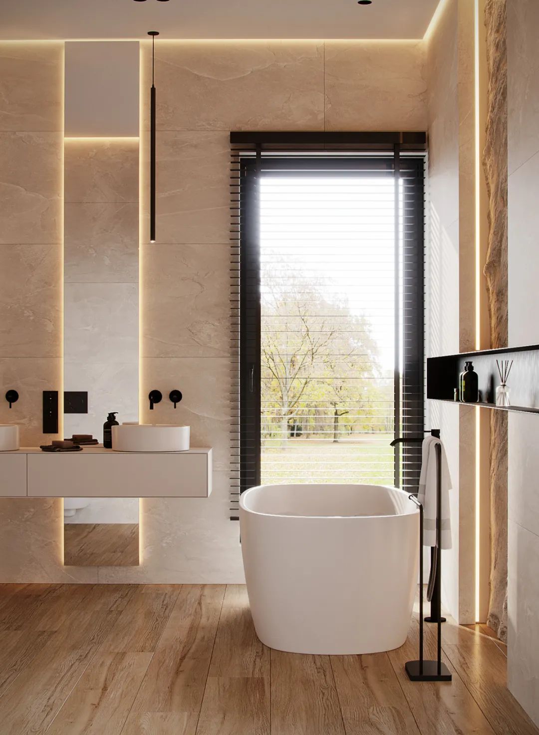 原木轻奢风格装修效果图 极简风格装修效果图_9