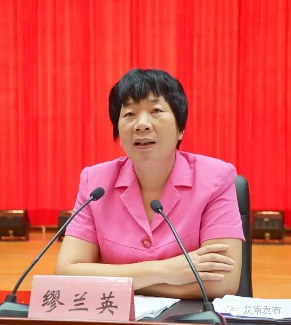 缪兰英在会上讲话.