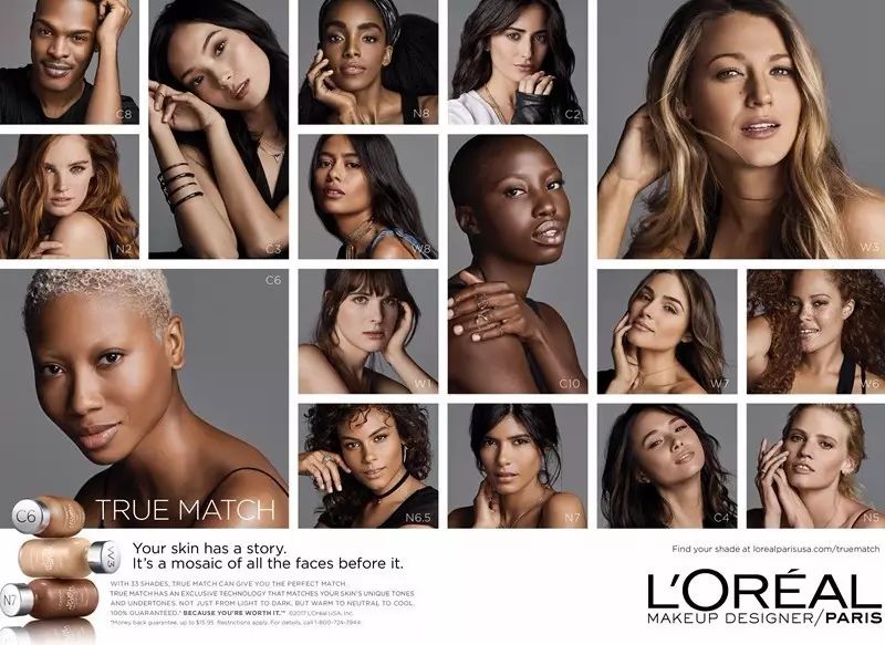 巴黎欧莱雅发布最新粉底广告,呼吁大家要对自己的皮肤充满自信