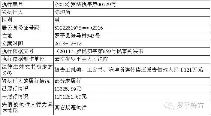 罗平县人民法院失信被执行人名单