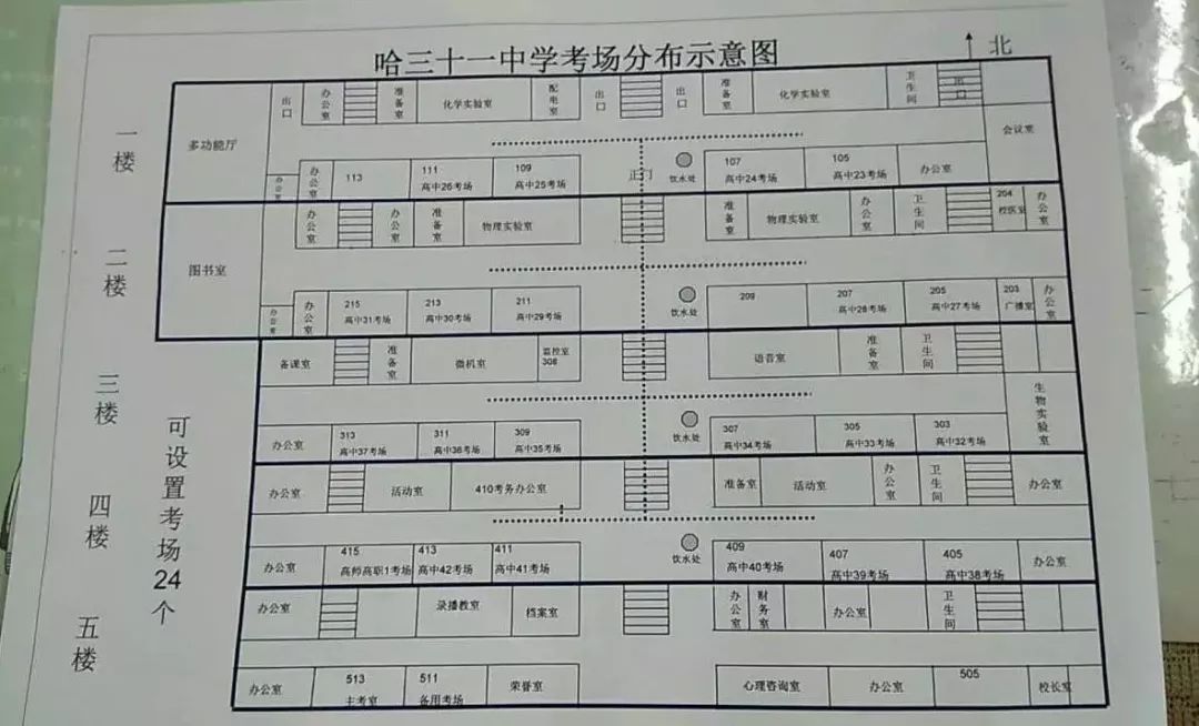 座位间距 80 厘米以上,横,竖排对齐,呈"7887式" ……哈市中考考场大