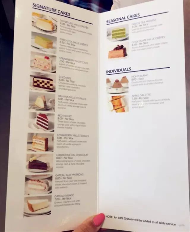 在美国irvine分店的菜单上,一共是有14款蛋糕