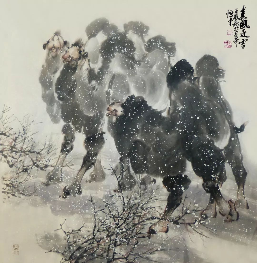 大漠风雪映驼魂,如椽画笔唱大风——中国当代国画名家李恒才骆驼作品