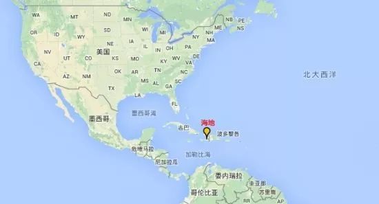 海地东接多米尼加共和国,南临加勒比海,北濒大西洋,西与古巴和牙买加