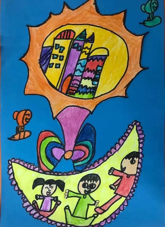 看看下面的儿童画,从画里我们很难看到流畅的线条,逼真的形象.