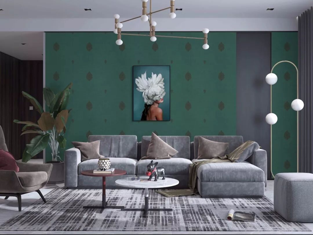 鑫丽阁墙布335 素色提花墙布装修效果图_5