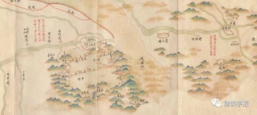 杭州古代地图和运河图中多有对城市与西湖,城市与钱塘江,运河与江湖城图片