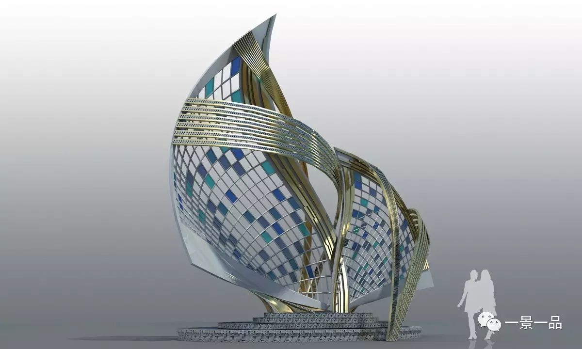 建筑外立面与景观环境和雕塑造型"三位一体"立体化设计,互为呼应,打破