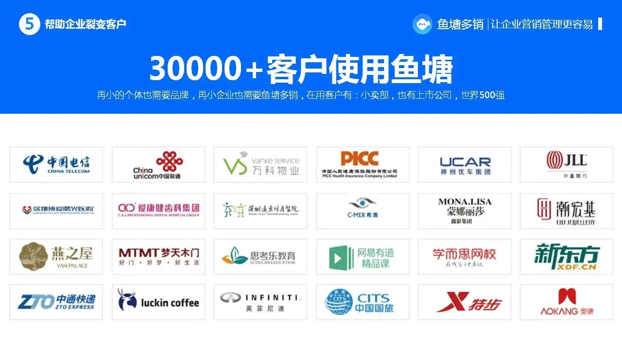 鱼塘多销一款基于公众号接口能力打造的企业粉丝管理系统，汇集客服、群发、裂变等功能