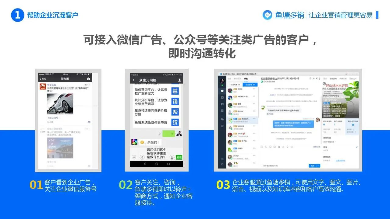 鱼塘多销一款基于公众号接口能力打造的企业粉丝管理系统，汇集客服、群发、裂变等功能
