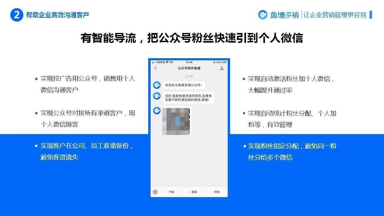 鱼塘多销一款基于公众号接口能力打造的企业粉丝管理系统，汇集客服、群发、裂变等功能
