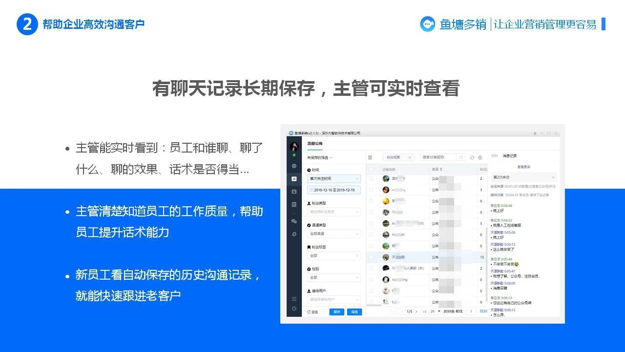 鱼塘多销一款基于公众号接口能力打造的企业粉丝管理系统，汇集客服、群发、裂变等功能