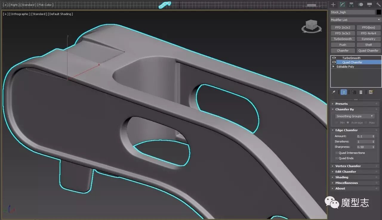 枪械设计简单制作流程：模型 贴图 灯光