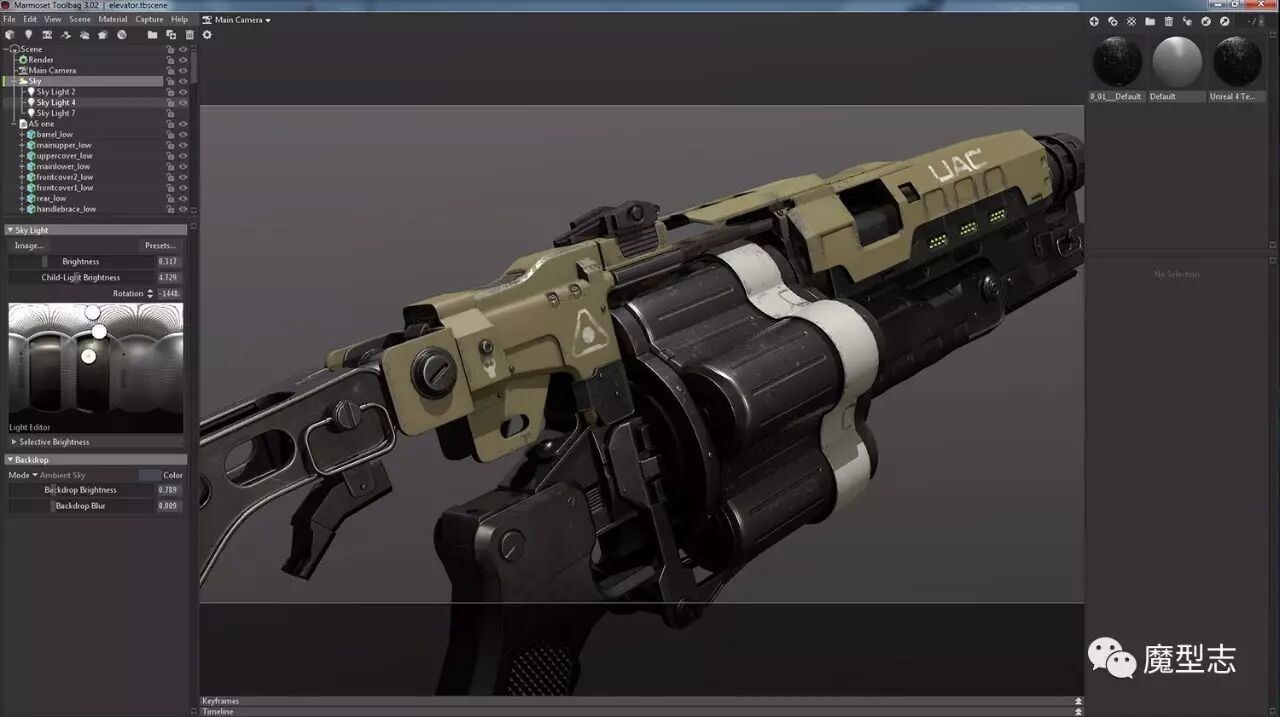 枪械设计简单制作流程：模型 贴图 灯光