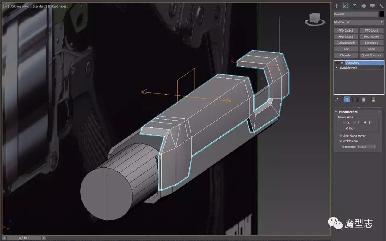 枪械设计简单制作流程：模型 贴图 灯光