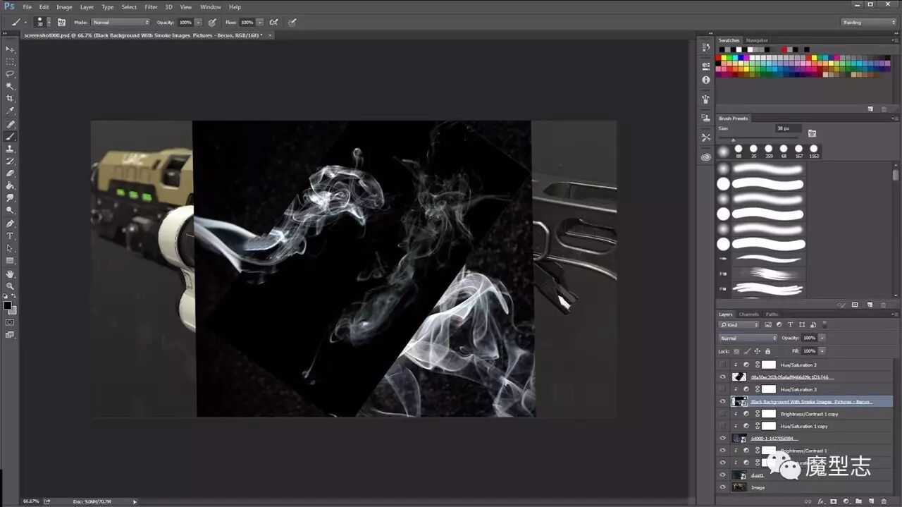枪械设计简单制作流程：模型 贴图 灯光