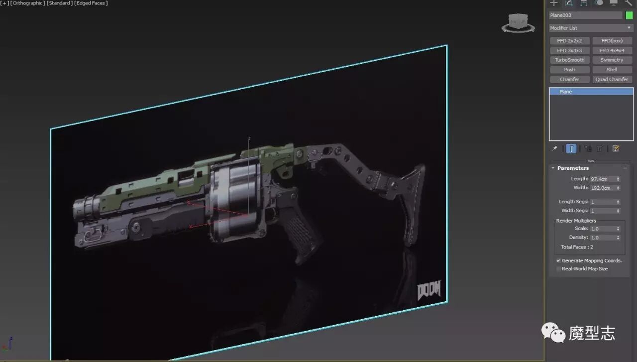 枪械设计简单制作流程：模型 贴图 灯光