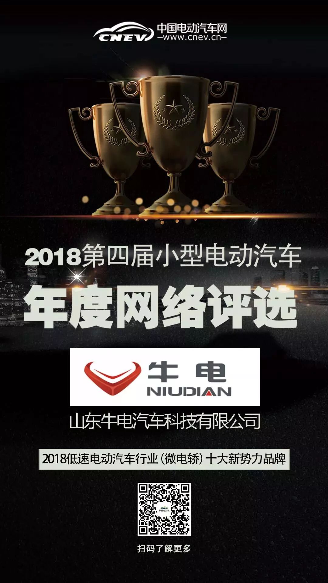 牛电荣获2018低速电动汽车行业（微电轿）十大势力品牌