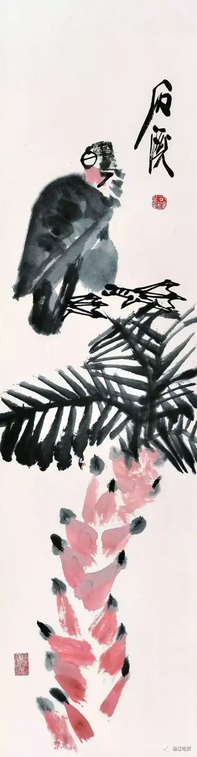 他的书法功夫与他的才情,学养,篆刻,四轮驱动,谱写了一曲曲大写意花鸟