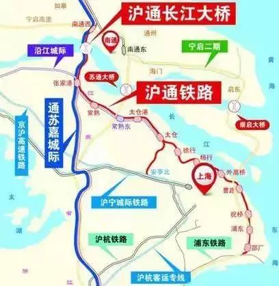 和既有宁启线 向南通过浦东铁路沟通沪乍杭铁路, 金山铁路, 通过沪通