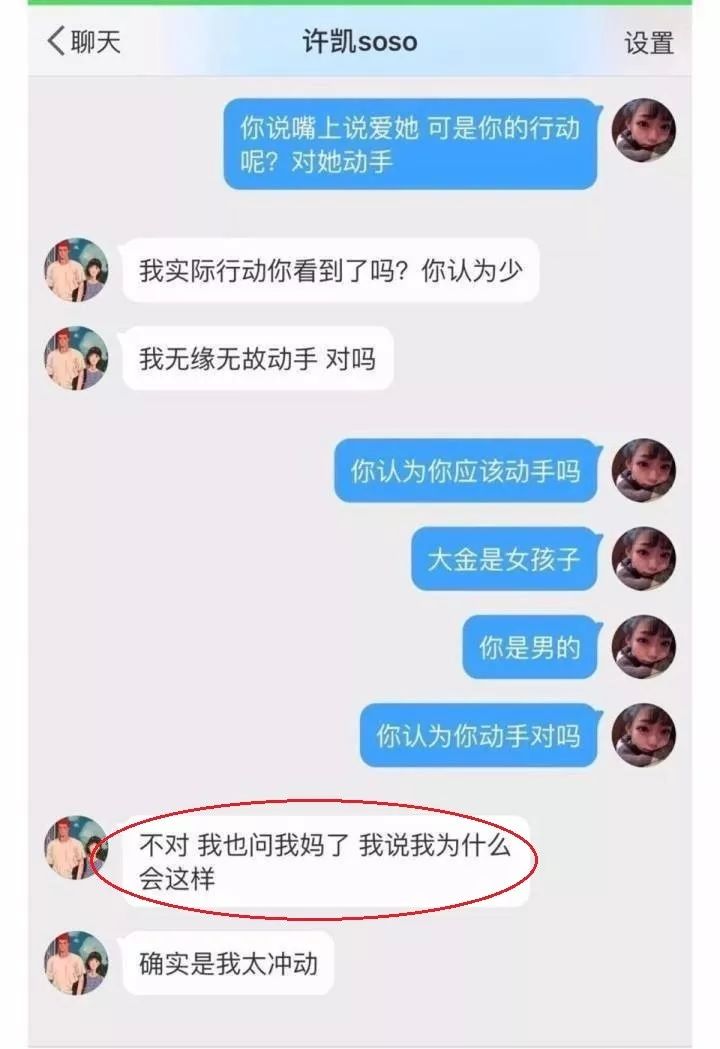 还po了许凯经纪人想找大金私下和解的聊天记录.