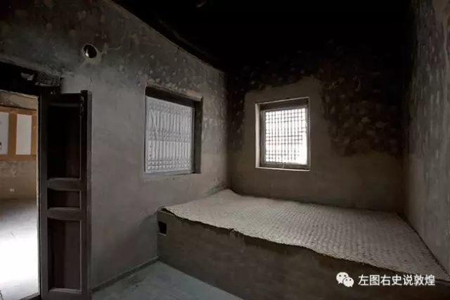 墙壁上的张大千 张大千在莫高窟上寺的卧室