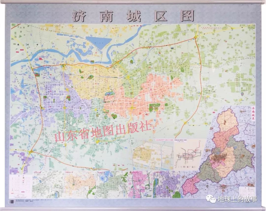 本图比较详细地表示济南市的最新行政区划(各级居民地,各级道路,水系图片