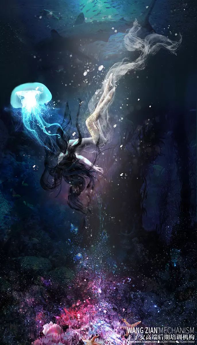 数码教程|手绘合成cg《深海人鱼helenduncan》—全过程解析