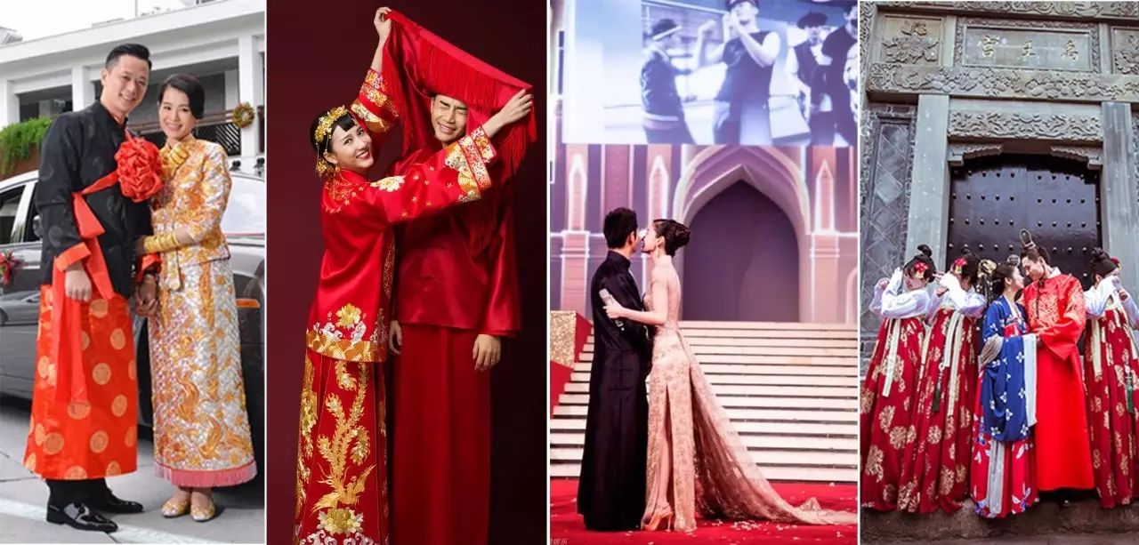 新娘穿龙凤褂,秀禾服,旗袍等中式礼服时,新郎该穿什么?