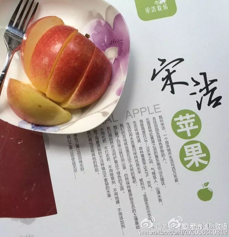 就是这个苹果,接受最严格的外资检测,179项,宋洁自然苹果0药残.