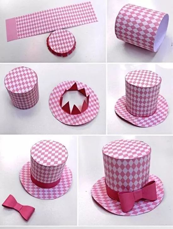 2,根据纸筒大小做一个类似瓶盖的形状,做帽子的"顶".