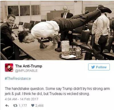 特朗普的握手神功竟然被加拿大帅哥总理化解了！