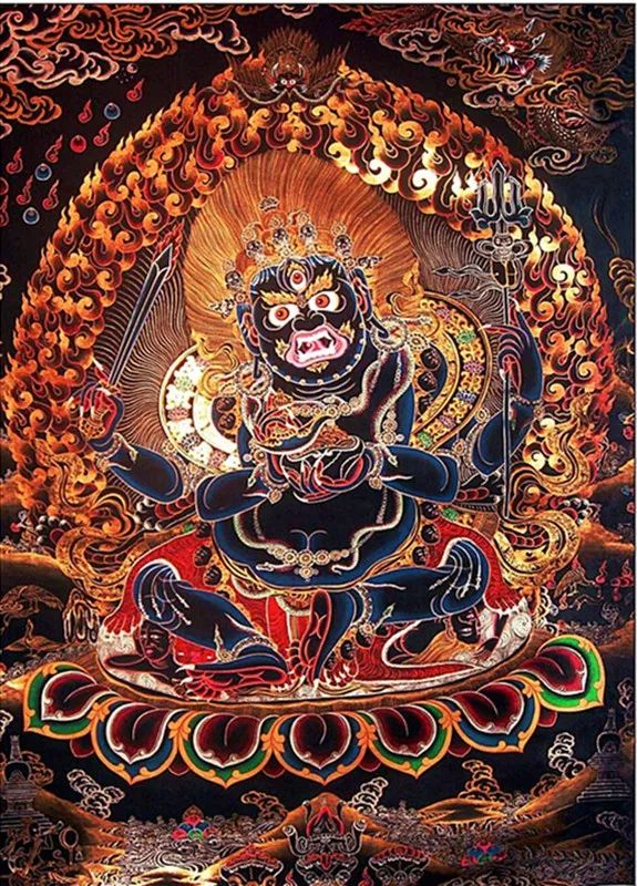 四臂玛哈嘎拉 藏名译音:贡波洽克息巴 译意:四臂依怙主 咒语:嗡 边杂