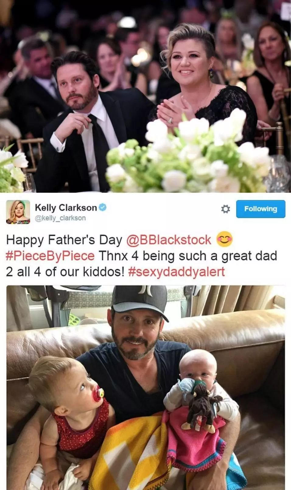 女歌手kelly clarkson和经纪人老公brandon blackstock生了俩孩子.