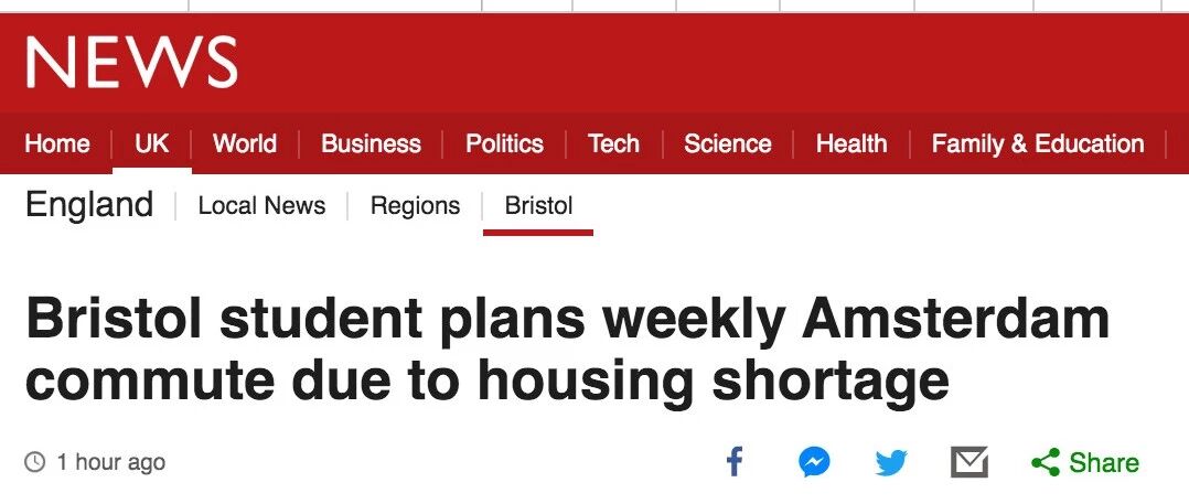 布里斯托一房难求，有同学被逼住到阿姆斯特丹，帮帮他们吧！