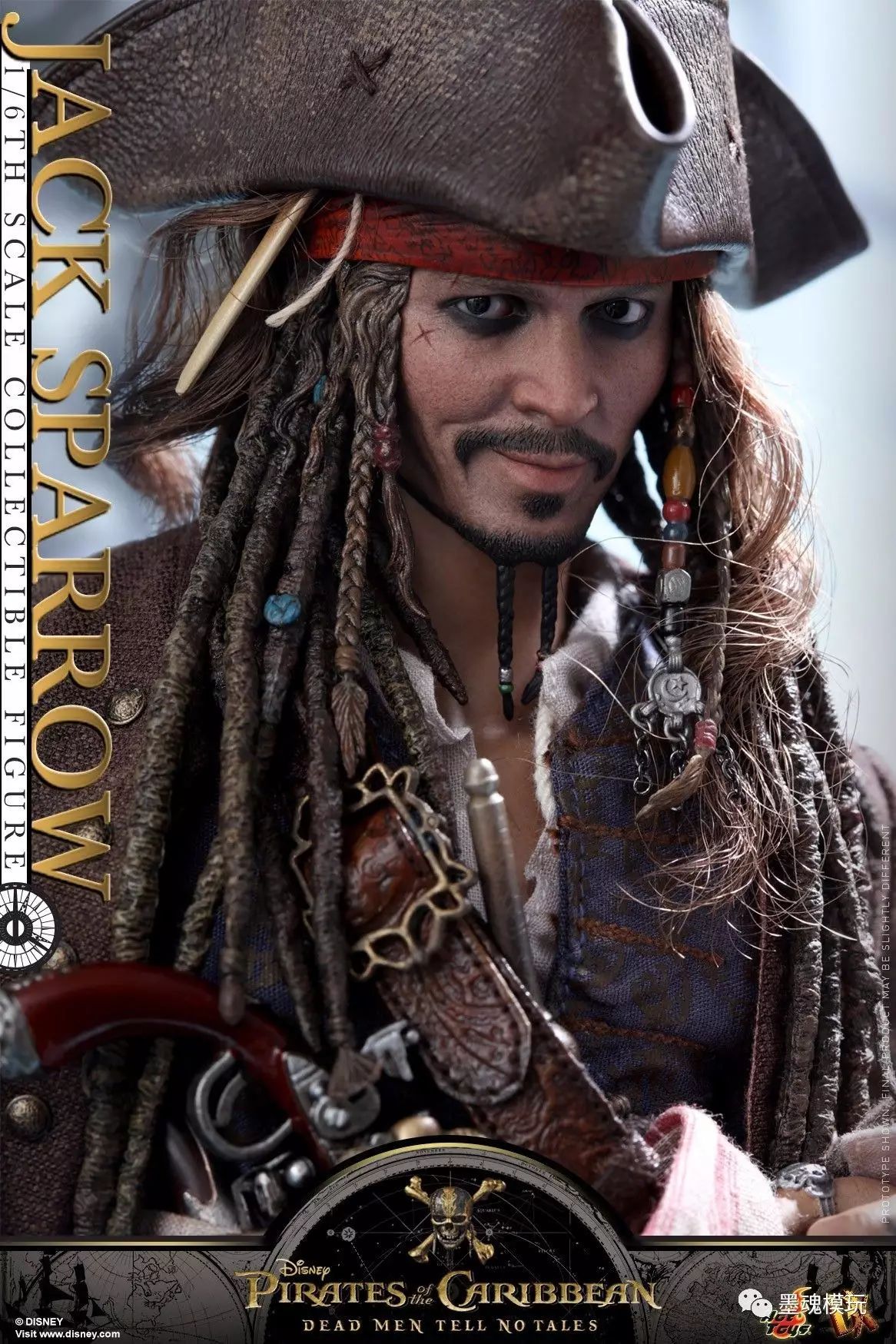hottoys 新品:1/6 dx15《加勒比海盗5:死无对证》 - 杰克船长 jack