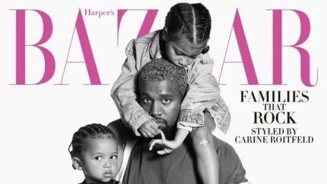 Kanye West带着儿子和女儿一起登杂志封面,突然发现两个孩子长得还挺像